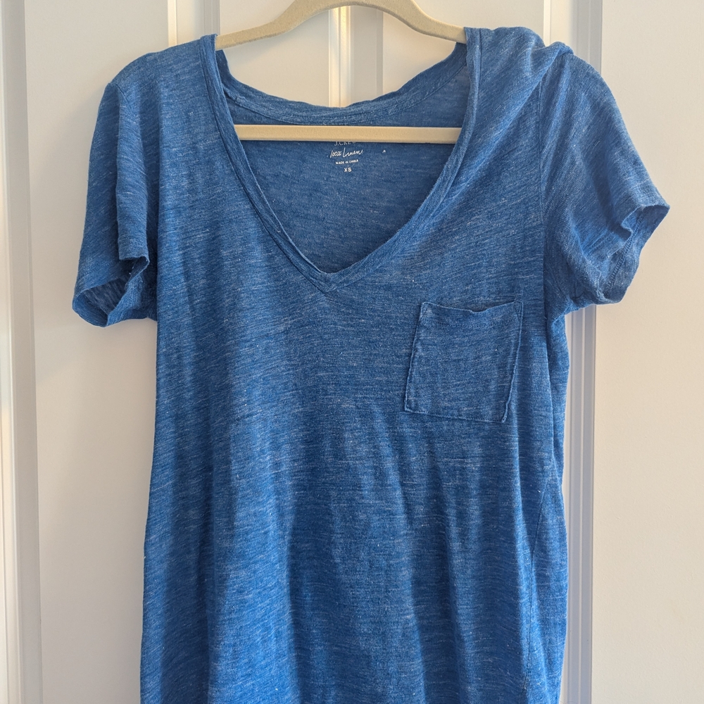 J. Crew Heathered Blue V-Neck Tee